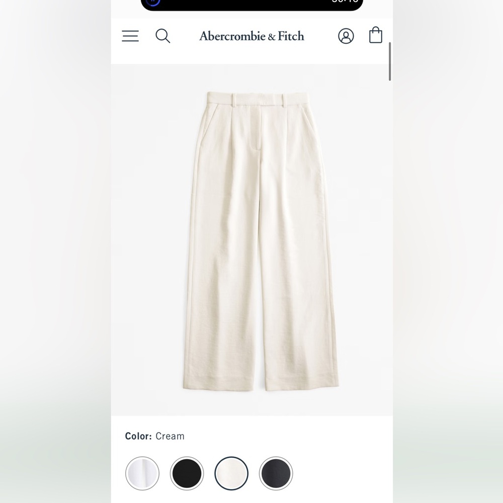 Abercrombie Cream High Rise Wide Leg Crepette Pant- Size 28 - Picture 3 of 12